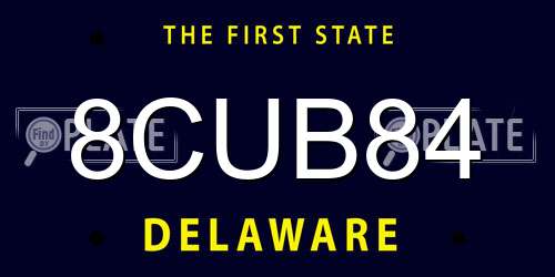 8CUB84 Delaware License Plate