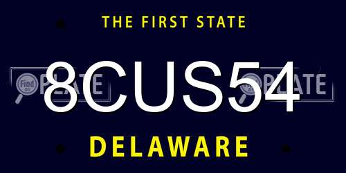 8CUS54 Delaware License Plate