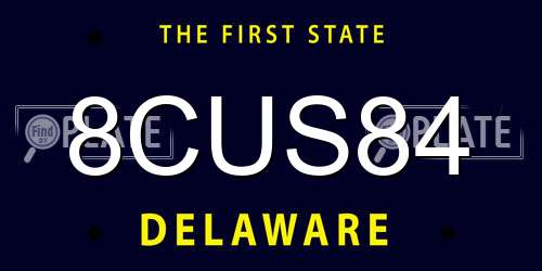8CUS84 Delaware License Plate