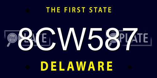 8CW587 Delaware License Plate