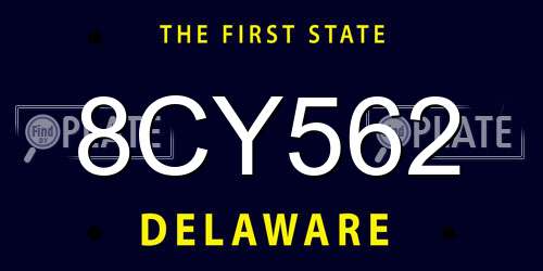 8CY562 Delaware License Plate