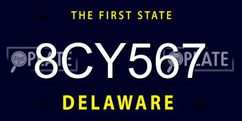 8CY567 Delaware License Plate