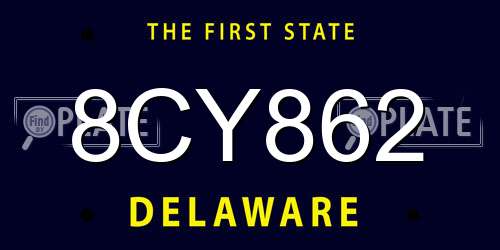 8CY862 Delaware License Plate