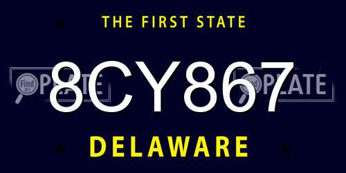 8CY867 Delaware License Plate