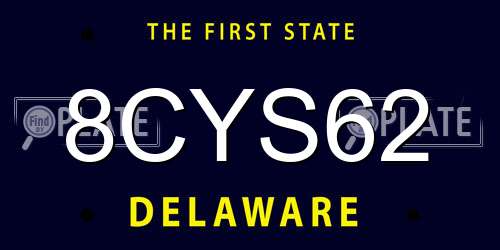 8CYS62 Delaware License Plate