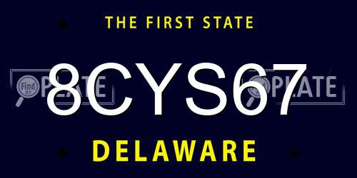8CYS67 Delaware License Plate