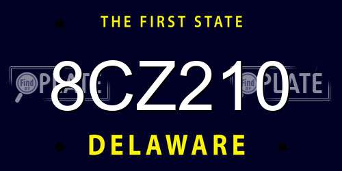 8CZ210 Delaware License Plate