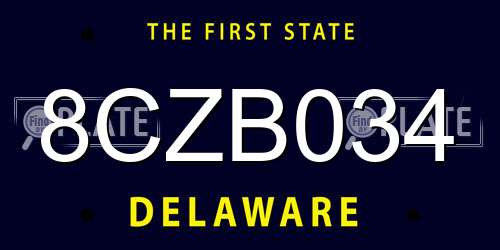 8CZB034 Delaware License Plate