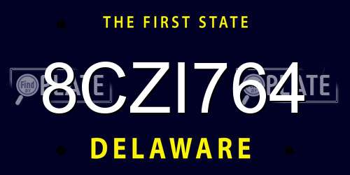 8CZI764 Delaware License Plate