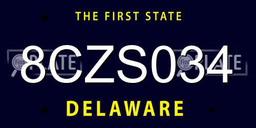 8CZS034 Delaware License Plate