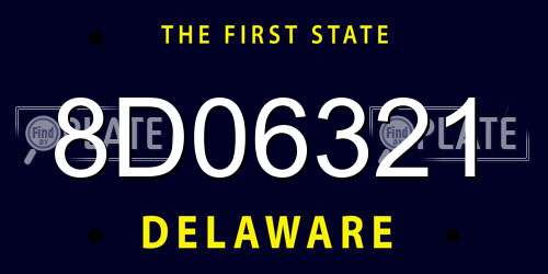 8D06321 Delaware License Plate