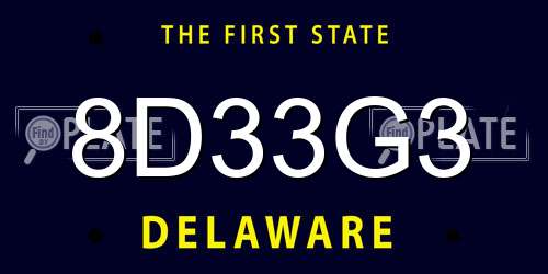 8D33G3 Delaware License Plate