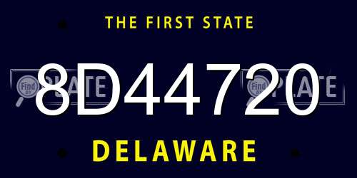 8D44720 Delaware License Plate