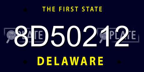 8D50212 Delaware License Plate