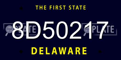 8D50217 Delaware License Plate