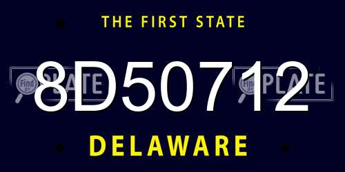 8D50712 Delaware License Plate
