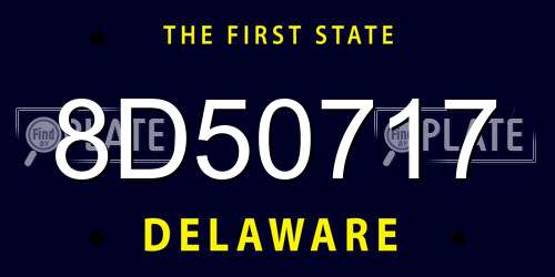 8D50717 Delaware License Plate