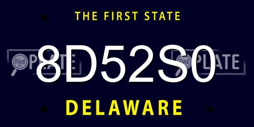 8D52S0 Delaware License Plate