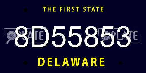 8D55853 Delaware License Plate