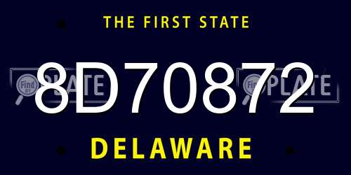 8D70872 Delaware License Plate