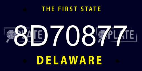 8D70877 Delaware License Plate