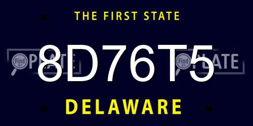 8D76T5 Delaware License Plate