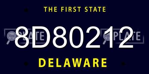 8D80212 Delaware License Plate