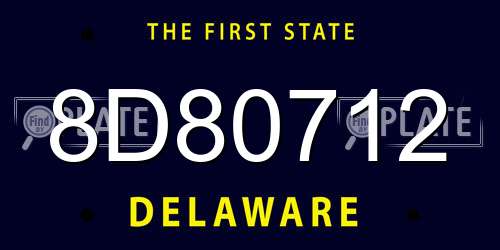 8D80712 Delaware License Plate