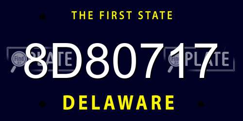 8D80717 Delaware License Plate