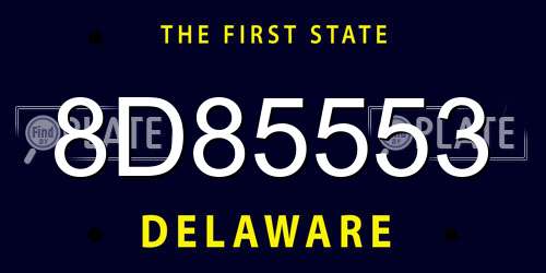 8D85553 Delaware License Plate