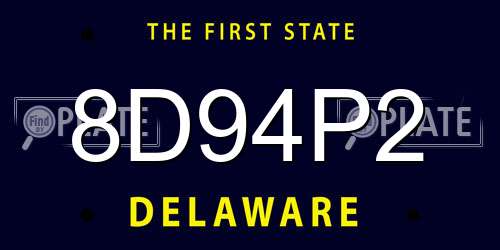 8D94P2 Delaware License Plate