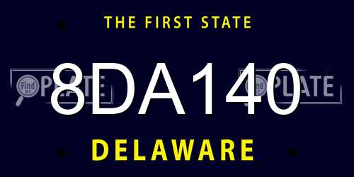 8DA140 Delaware License Plate