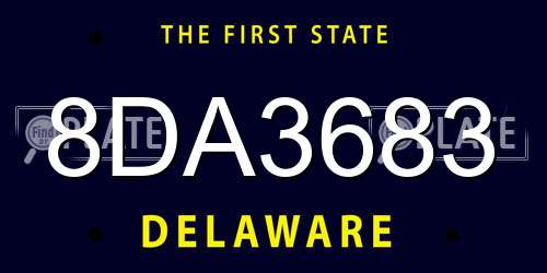 8DA3683 Delaware License Plate