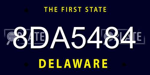 8DA5484 Delaware License Plate