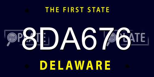 8DA676 Delaware License Plate