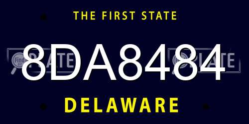 8DA8484 Delaware License Plate