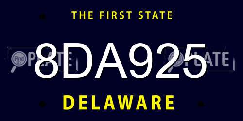 8DA925 Delaware License Plate