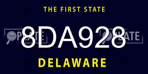 8DA928 Delaware License Plate