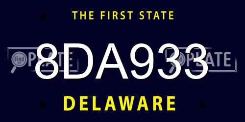8DA933 Delaware License Plate