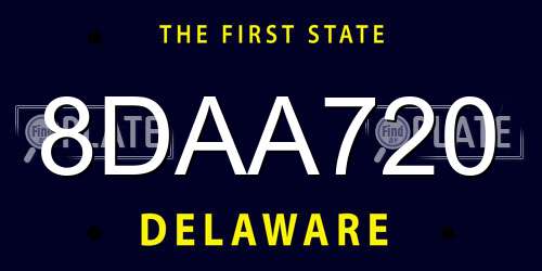 8DAA720 Delaware License Plate