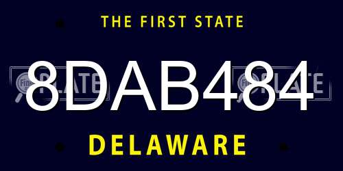 8DAB484 Delaware License Plate