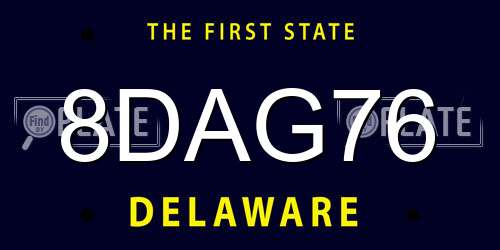 8DAG76 Delaware License Plate