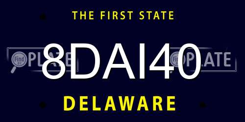 8DAI40 Delaware License Plate