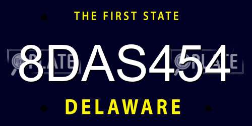 8DAS454 Delaware License Plate