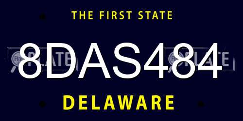 8DAS484 Delaware License Plate