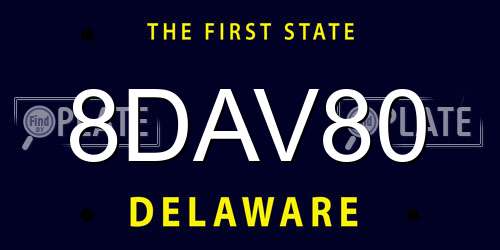 8DAV80 Delaware License Plate