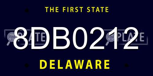 8DB0212 Delaware License Plate