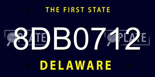 8DB0712 Delaware License Plate