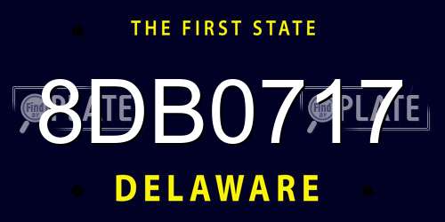 8DB0717 Delaware License Plate
