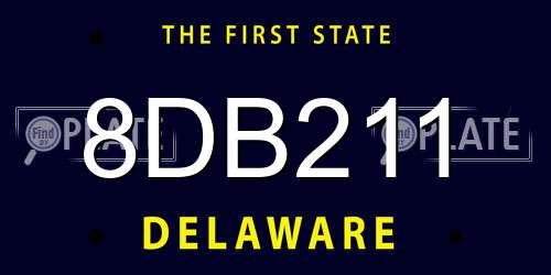 8DB211 Delaware License Plate